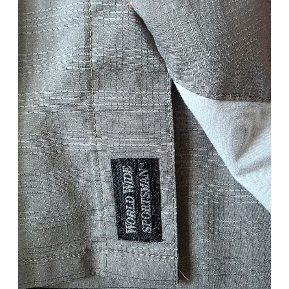 Lot of 2 World Wide Sportsman Mens Gray Grid Short Sleeve Fishing Shirt sz large - Picture 5 of 8